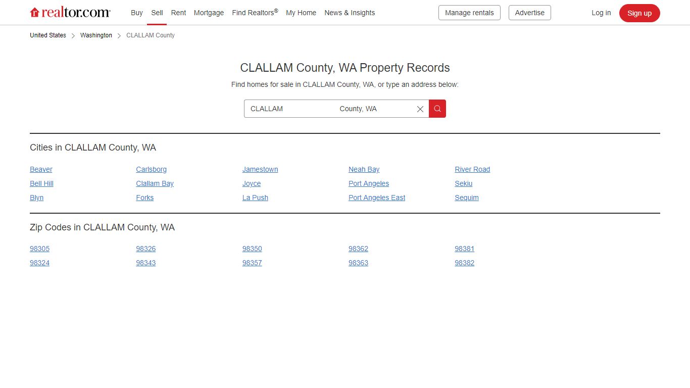 CLALLAM County, WA Property Records - realtor.com