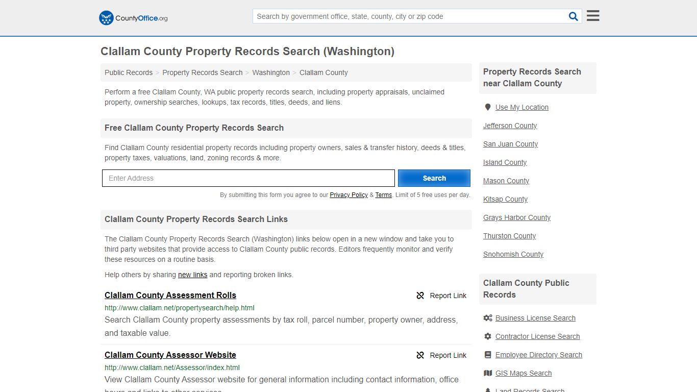 Clallam County Property Records Search (Washington) - County Office