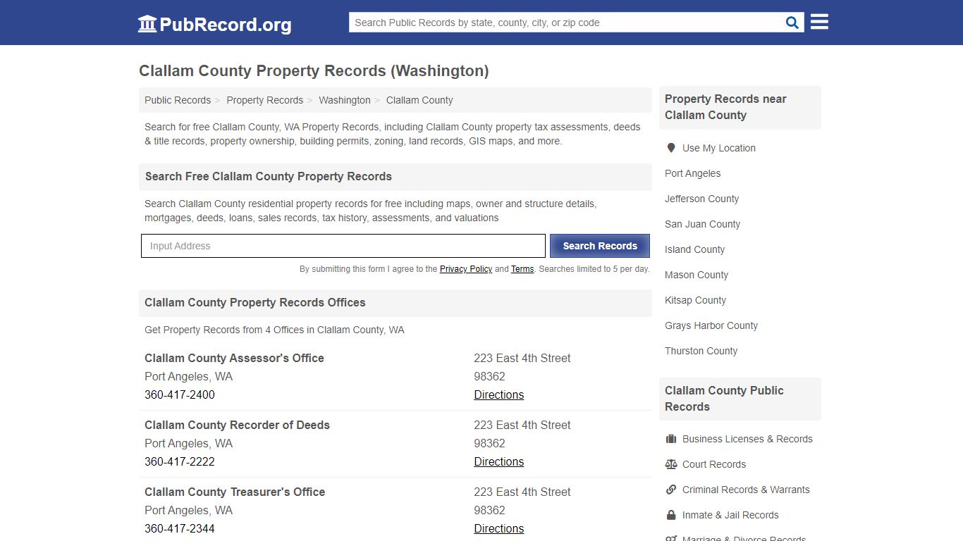 Clallam County Property Records (Washington) - PubRecord.org