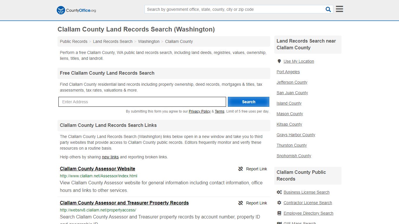 Clallam County Land Records Search (Washington) - County Office